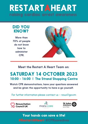 Invitation to join the Restart a heart team on 14 October at the Strand Shopping Centre